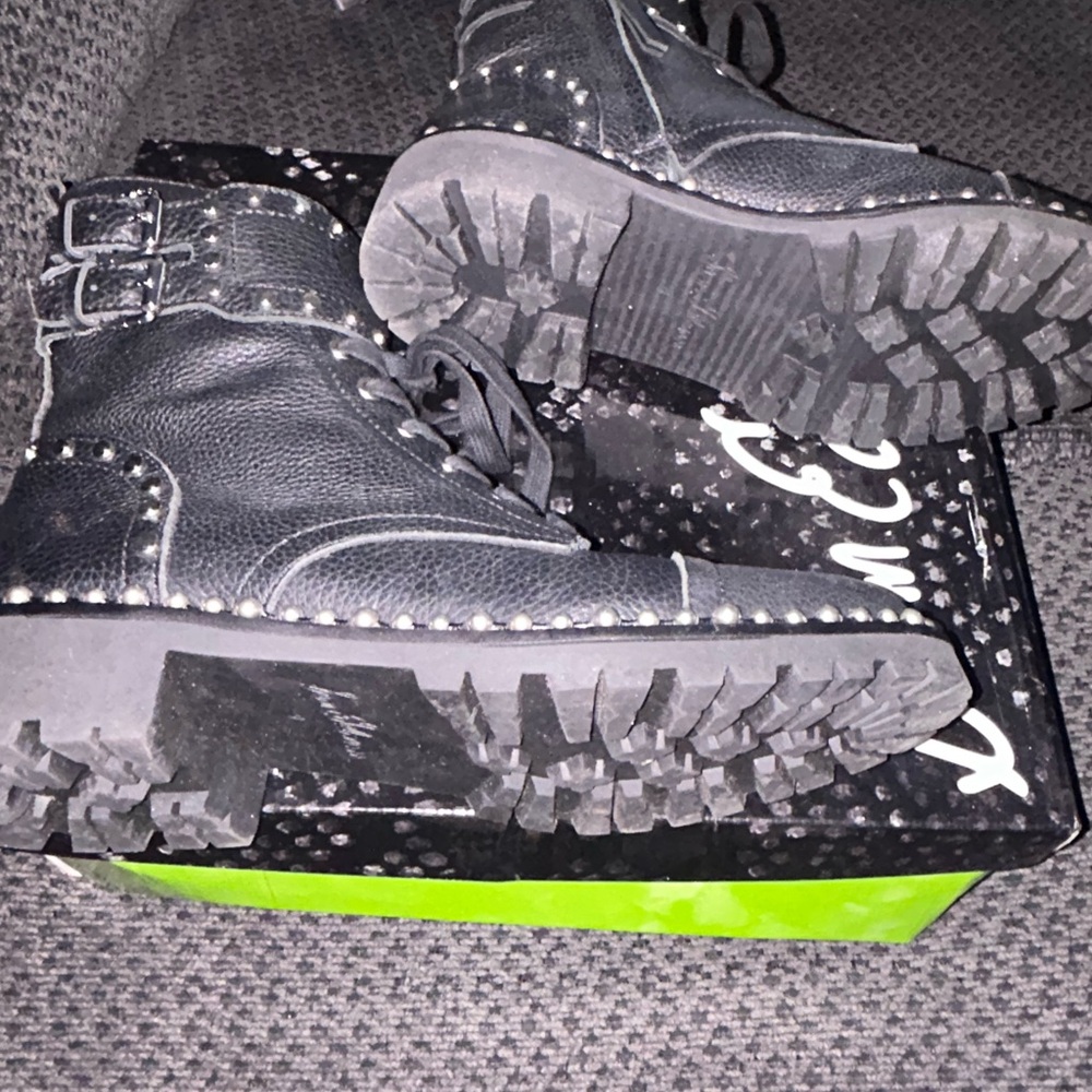 Sam Edelman Studded Black Combat Boots - Picture 3 of 4